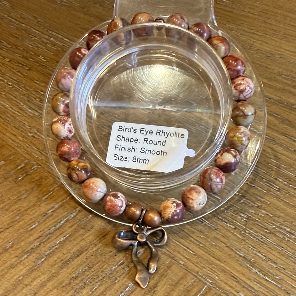 Women’s Hand Beaded Bracelet with Bow Charm